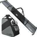 Ski Bag and Boot Bag Combo, Snow Ski Bags for Air Travel, Water- resistant Safety Reinforce Ski Travel Bag (Black&Grey)