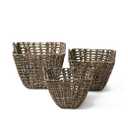 Artera Natural Wicker Large Storage Basket, Set Of 3, Woven Water Hyacinth Blanket Basket With Handles For Storage, Decoration, Organizing