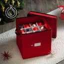 2 x Zober Christmas Ornament Storage Box - Stores 64 Ornaments - Non-Woven, Tear- Proof Christmas Ornament Storage Containers - 3 Inch Cube Compartments - Red