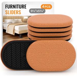 Furniture Sliders for Hardwood Floors Felt-4 Pack 9-1/2" Oval Reusable Furniture Slider with Extra Thick Design - Heavy-Duty Furniture Movers - Felt Sliders Effortless Moving