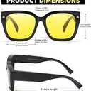 LVIOE Night Vision Glasses for Driving Women Men Yellow Glasses for Night Driving Glare Polarized Wear Over Eyeglasses N4201 (A01 Glossy Black Frame / Night Vision)