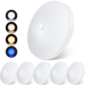 acegoo RV 3CCT 4.5'' LED Ceiling Dome Light, 3000K/4500K/6000K Switchable with Blue Nightlight 12V Puck Light for Motorhome Camper Trailer Boat, Surface Mount w/Dimmer Switch (6 Pcs)