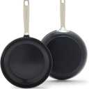 GreenPan Chatham Prime Midnight Hard Anodized Healthy Ceramic Nonstick, 10" and 12" Frying Pan Skillet Set, PFAS-Free, Dishwasher Safe, Oven Safe, Black