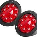 Partsam 2PCS 4" Red Stop Turn Tail Brake Truck Trailer Light Flange Mount 12 Diodes Utility