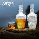 Whiskey Decanter  Elegant Liquor Decanter Set  Glass Liquor Bottle for Whiskey, Tequila and Brandy  Sophisticated Sparkling Design  Set of 2 Premium Decanters for Alcohol