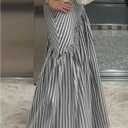 GORGLITTER Women's Striped Maxi Skirt Frill Trim Ruffle Flowy A Line Trendy Boho Long Skirts, S