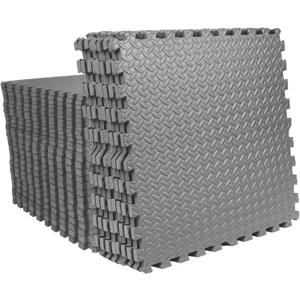 Mat Block APM36002GY Torin Interlocking Foam Exercise Floor Mats: 144 SQ FT, 1/2 inch, 36 Tiles, EVA Gym Mat Flooring, Exercise Equipment Mat for Home Gym Equipment, Grey