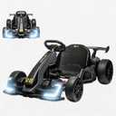 GarveeLife 24V Electric Go Kart for Kids，Powerful Drift Kart with 2 * 150W Motors, Adjustable Seat, 8 mph Speed, Led Lights ，Outdoor Riding Toy for Children Ages 6-15,Grey, Large