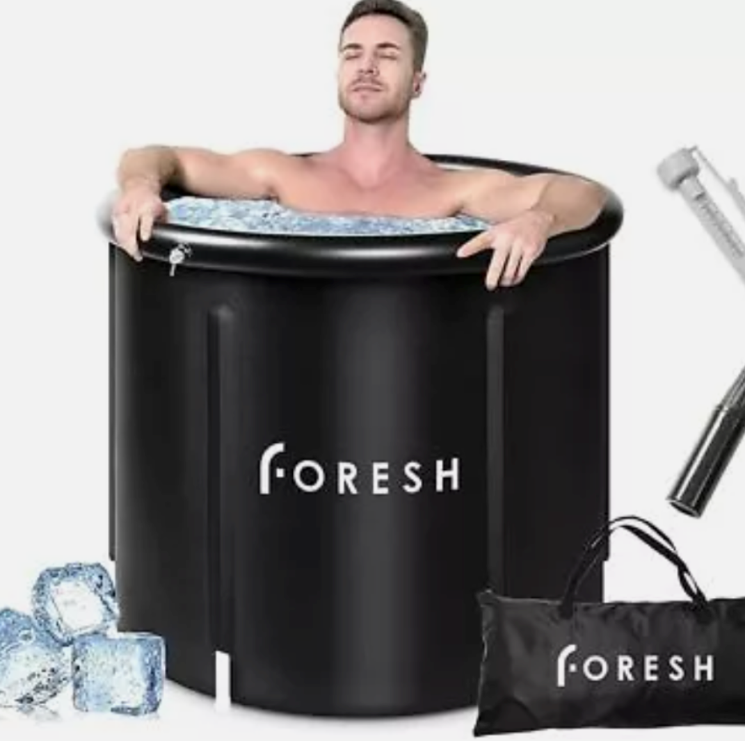 Foresh 105gal Ice Bath Cold Plunge Tub (Environmental Material Certificated) for Muscle Relax, Cold Therapy after Workout, Sports. Safe Healthy Portable Inflatable icebath Barrel. Outdoor. Travel Bag