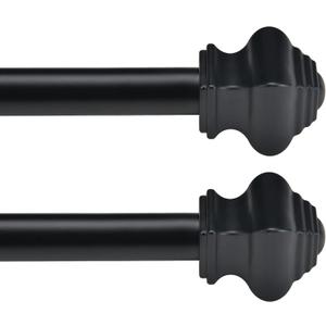 Curtain Rods for Windows 46-78 Inch, 5/8"Black Curtain Rods 2 pack, Stainless Steel Heavy Duty Curtain Rods for Bedroom, Living Room, Outdoor Curtain Rod Black (32"-78"2pack)