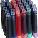 30 PCS Jinhao Fountain Pen Ink Cartridges Refill 6 Colors Set, Black, Blue, Apple Green, Purple, Red and Orange International Standard Size 2.6mm Bore Diameter