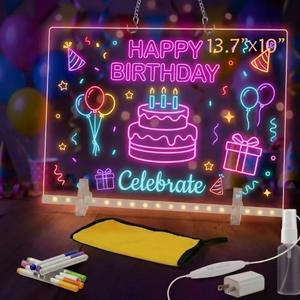 17" Led Drawing Board with 7 Colors,Light Up Cosmody Drawing Board,Glowing Acrylic Dry Erase Board with Light,Lumiboard Led Boards,Holiday Gifts for Kids Girls Teens