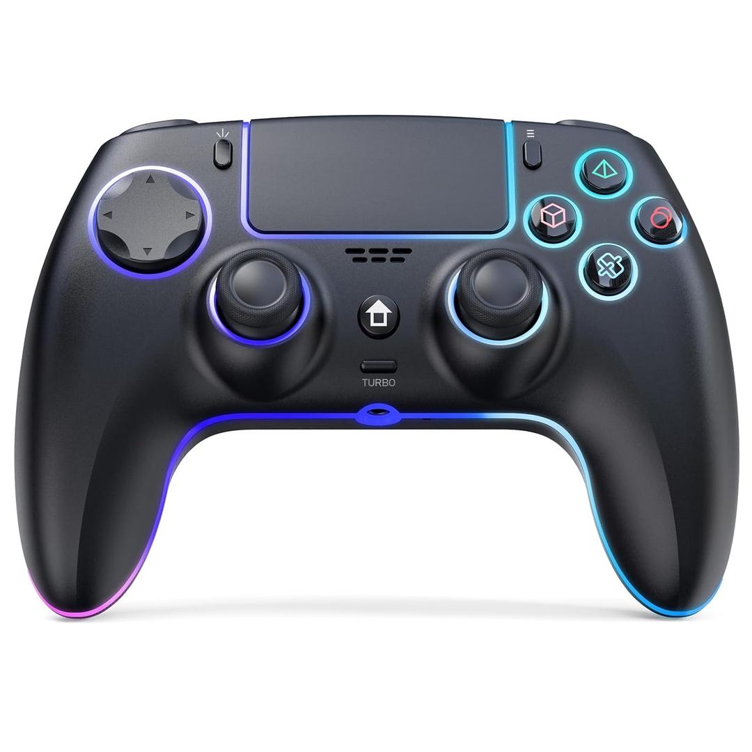 AFMVV Wireless Controller for PS5 with RGB LED,TURBO, Dual Vibration, 6 Axis Gyro Sensor, Touchpad, Ergonomic for Playstation 5 Controller, Compatible with PlayStation 5/PC/Mac/ios/Android/Steam (Black)