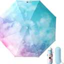 Mini Travel Sun & Rain Umbrella, Small UV Compact Folding Umbrella with Case 8 Ribs Anti-UV Lightweight Umbrella