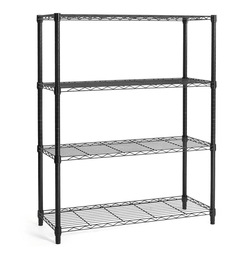 CAPHAUS 4-Tier Adjustable Height Wire Shelving Unit, Wire Rack Shelving, Metal Steel Storage Shelves, Garage Shelving Storage Organizer, Utility Storage Shelf, Without Wheels, Black