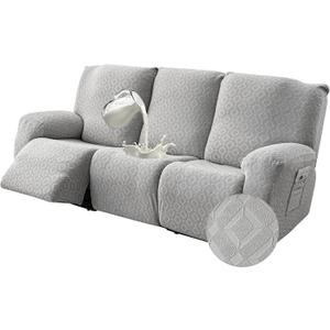 Gennia Waterproof Recliner Sofa Cover,Stretch Reclining Couch Covers with Pockets,Washable Lazy Boy Recliner Slipcovers,Leakproof Sofa Protector for Kids, Pets, Dog and Cat (1 Seat, Light Gray)