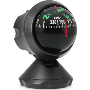Compass for Car Dashboard Mount Car Compass Adjustable Angle Portable ABS Guide Ball Vehicle Interior Decoration Automotive Travel Accessories Black