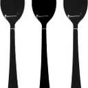 50 Pcs Black Plastic Spoons, Black Plastic Silverware, Heavy Duty Cutlery Set Disposable Utensils Sets for Birthday, Picnic, Holiday, Restaurant