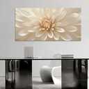 Trogonup Large Floral Canvas Wall Art for Living Room Modern White Gold Flower Botanical Landscape Artwork for Teen Girl’s Room Bedroom Office Kitchen 20x40 Inch