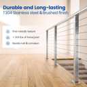 Muzata Cable Railing Post 36 Inch 36"x2"x2" Level Drilled Surface Mount Brushed T304 Stainless Steel Cable Railing System Kit Indoor Outdoor with Paper User Guide PS02 LH4S
