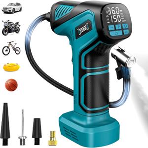 150PSI Tire Inflator Portable Air Compressor: Cordless Air Pump Compatible with Makita 18V Battery - Car Tire Pump with Digital Pressure Gauge & LED Light for Auto, Motorcycles(Bare Tool)