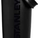 STANLEY Vitalize Shaker Bottle 20 oz | Leakproof Insulated Stainless Steel Shaker Cup | Base Storage and Twist On Fast Flow Lid | Protein Shakes and Pre Workout Powder | BPA-Free | Black