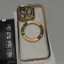 2 in 1 for iPhone 14 Pro Case Crystal Clear, Not Yellowing, Compatible with Magsafe, with 1X Screen Protector + Camera Lens Protector, Shockproof Protective iPhone 14Pro Case, Gold