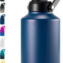 Fijinhom Insulated Gallon Jug, Large 128oz Stainless Steel Insulated Water Bottles with Handle, Double-Wall Vacuum Insulation for Construction Sites, Camping and Hiking, Blue