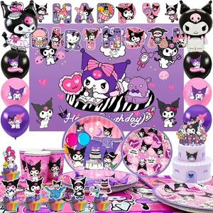 Kuromi Birthday Party Decoration Supplies, 84 Pieces, Includes Kuromi Cake Decorations, Balloons, Banners, Plates, Napkins, Cups, Party Decorations For Girls And Boys
