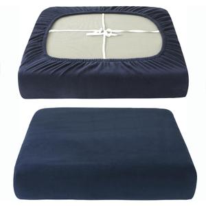UNBBRRL Plush Velvet Sofa Covers Washable, Non-Slip Couch Cushion Covers with 4 Straps, Slipcovers for Couches and Sofas with Separate Cushions (Navy, 1 Seater)
