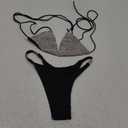 Women Sparkle Glitter Swimwear Sequin Bikini Shiny String Bra Sexy Swimsuit Beach Wear (Small)