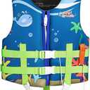 HeySplash Life Jacket for Kids (Suitable for 37-55 lb), Children Watersports Life Vest Swim Vest Flotation Device Kids Trainer Vest with Survival Whistle, Easy on and Off, Medium Size, Blue Whale