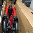 Medline Ultra Lightweight Transport Wheelchair for Adults, Foldable, 19-Inch Seat Width, Red Frame, Black Upholstery