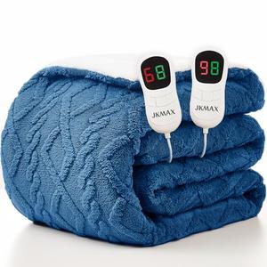 JKMAX Heated Electric Blanket King Size-100"x90" Heating Blanket with 10 Heating Levels & 5 Time Settings Over-Heat Protection，Winter Warmer for Adults with ETL Certification（Blue）