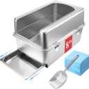 8" Sifting Pull-Out Cat Litter Box with Lid for Pine Pellets