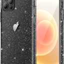 JETech Glitter Case for iPhone 12/12 Pro, 6.1-Inch, Bling Sparkle Shockproof Phone Bumper Cover, Cute Sparkly for Women and Girls (Black)