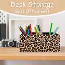 Leopard Print Pen Pencil Holder Organizer for Desk, Leopard Print Room Decor, Preppy Cheetah Kitchen Cooking Brush Makeup Utensil Holder (Black)