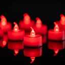 LANKER 24 Pack LED Tea Lights Candles, Flickering Red Flameless Tealights, Long Lasting Battery Operated Fake Candles, Decoration for Wedding, Halloween and Christmas (Red - 24pcs)