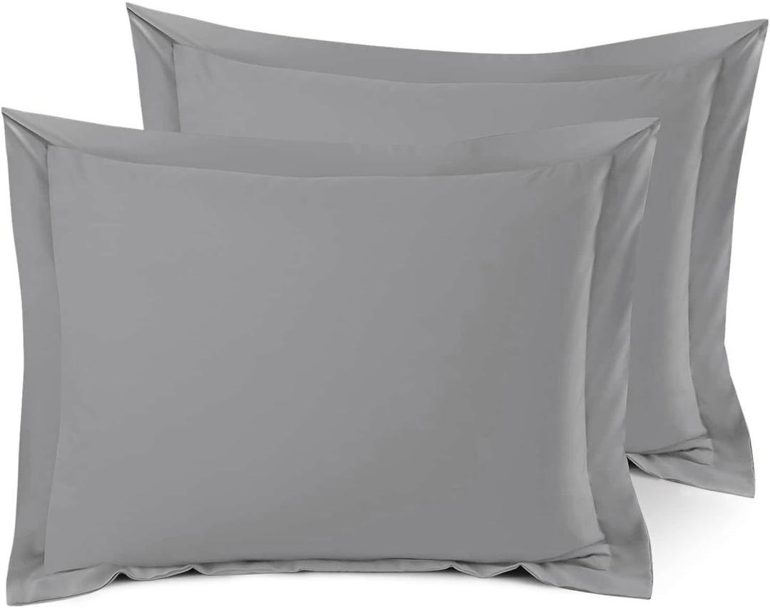 Nestl Soft Pillow Shams Set of 2 - Double Brushed Microfiber Pillow Covers - Hotel Style Premium Bed Pillow Cases, with 1.5 Decorative Flange, Queen 20"x30" - New Daek Grey