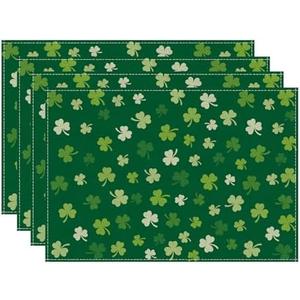 XCHI Green Shamrocks St. Patrick's Day Placemats Set of 4 Table Mats for Party Home Kitchen Dining Table Decorations 12x18 Inch