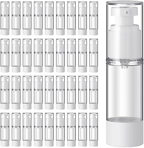 Sabary 60 Pcs Clear Airless Pump Bottles Refillable Cosmetic Travel Size Dispenser Vacuum Plastic Travel Bottles Empty Lotion Pump Dispenser Liquid Toiletry Container(3.4 oz)