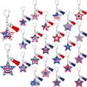 Landical 50 Pcs 250th Anniversary Keychains Bulk American Flag 4th of July Party Favors 250th Patriotic Souvenir Accessories USA Flag Gifts for Independence Memorial Day Veterans Day Gifts