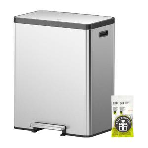 EKO EcoCasa II 36L+24L Dual Trash Can with Recycle Bin, Stainless Steel Garbage Can with Lid, Deodorizer Compartment, Odor-Proof and Fingerprint Resistant