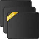 JIKIOU 3 Pack Mouse Pad with Stitched Edge, Comfortable Mouse Pads with Non-Slip Rubber Base, Washable Mousepads Bulk with Comfortable Cloth, Mouse Pads for Computers Laptop Mouse 10.2x8.3inch Black, 10.2x8.3x0.12inch