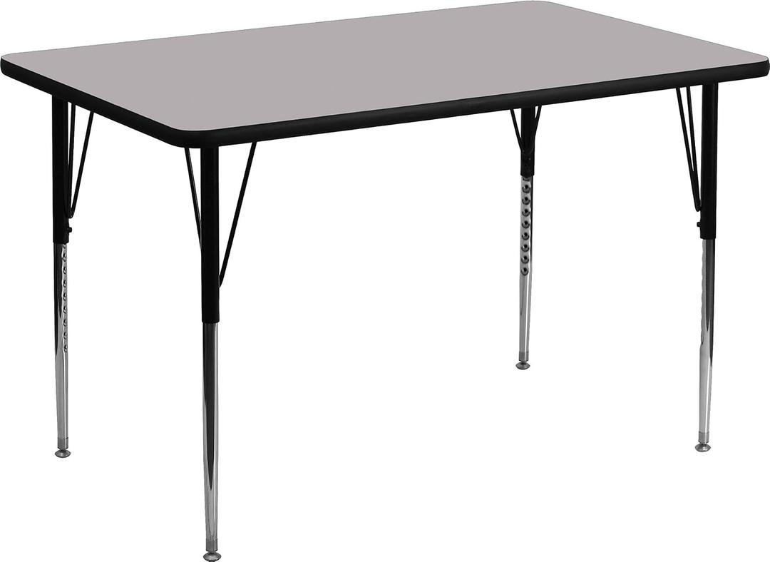 TABLE LEGS ONLY Flash Furniture Wren 30''W x 48''L Rectangular Grey Thermal Laminate Activity Table - Standard Height Adjustable Legs