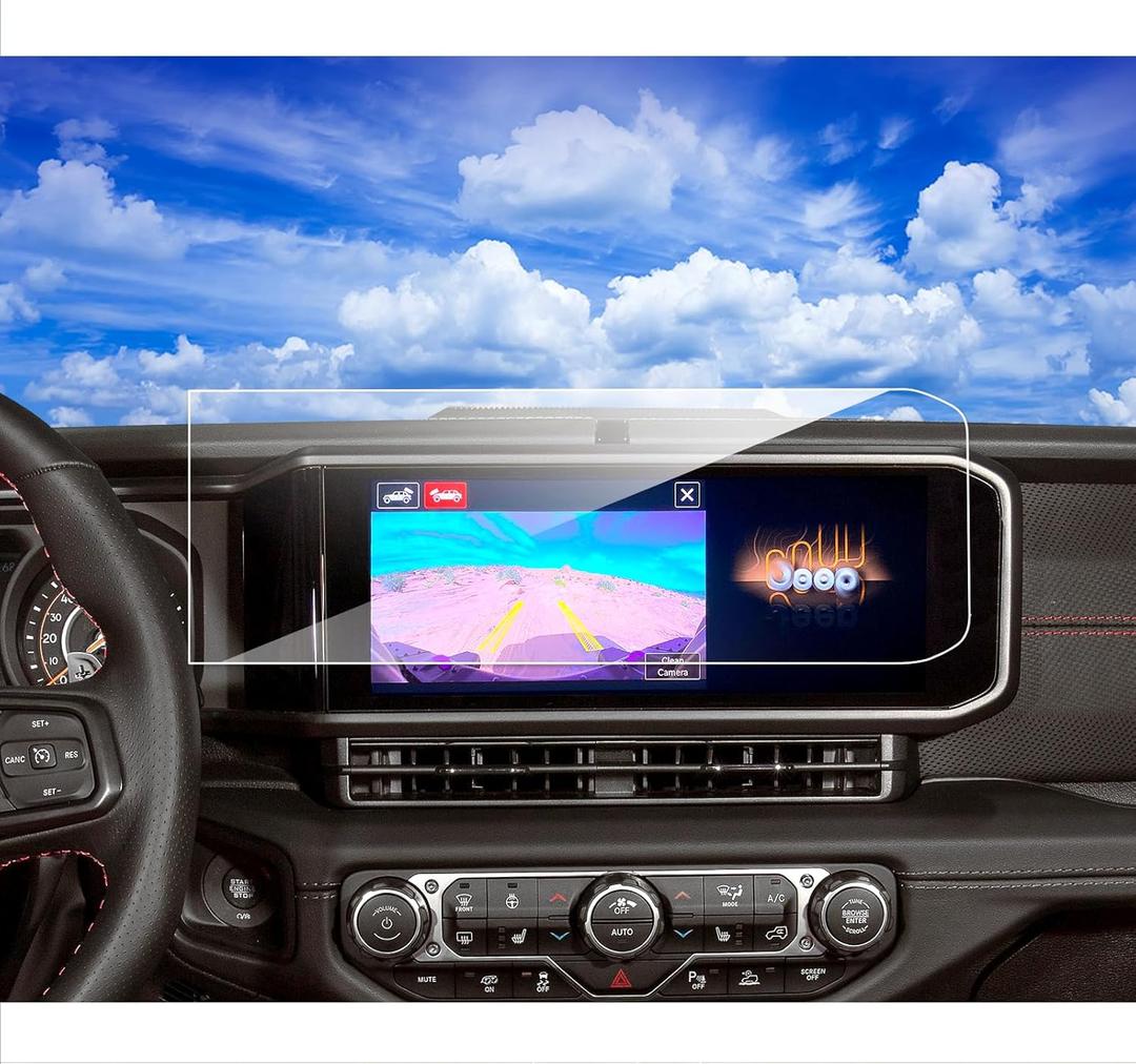 2025 2026 Jeep Wrangler Gladiator Screen Protector for 2024 2025 2026 Jeep Wrangler JL Gladiator 4xe Sport Rubicon Sahara Willys Sport S 12.3Inch 2024 Wrangler Gladiator Accessories Tempered Glass 12.3''