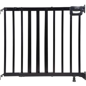 Summer Infant Deluxe Stairway Simple to Secure Safety Pet and Baby Gate,30'-48' Wide, 32' Tall, Install on Wall or Banister in Doorway or Stairway,Hardware Mount, Auto Close Walk-Thru Door-Black Wood