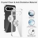 Tnarru Designed for Google Pixel 9 Pro XL Clear Case with Stand [Magnetic Ring Holder Kickstand] Soft TPU Bumper Non-Yellowing Anti-Scratch Lightweight Slim for Google Pixel 9 Pro XL Case Silver