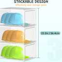 SCAVATA 6 Pack Hat Organizer Box, Stackable Clear Baseball Caps Holder Box Containers with Magnetic Door for Hats Snapback Cap Storag, Hat Rack Display Case, Holds 8 Hats Each (Clear)