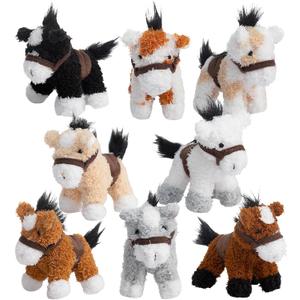 HollyHOME 8 Pcs Horse Stuffed Animal Mini Horse Plush Bulk Stuffed Horses for Animal Theme Party Birthday Favors Supplies Decorations 5 Inch